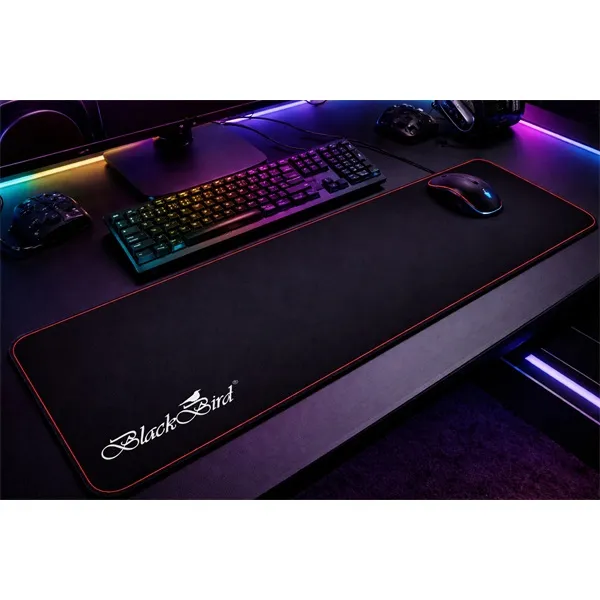 BLACKBIRD Egérpad Gamer DeepBlack  90x40cm 3mm vastag piros varrott szegély