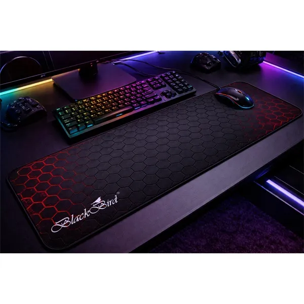 BLACKBIRD Egérpad Gamer TacticField  90x40cm 3mm vastag fekete varrott szegély