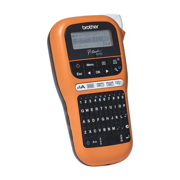 BROTHER Címkenyomtató PT-E110, ipari (kézi), 20mm/mp, QWERTY billentyűzet, TZe/HGe szalag 12mm-ig, hordtáskával - Image 2