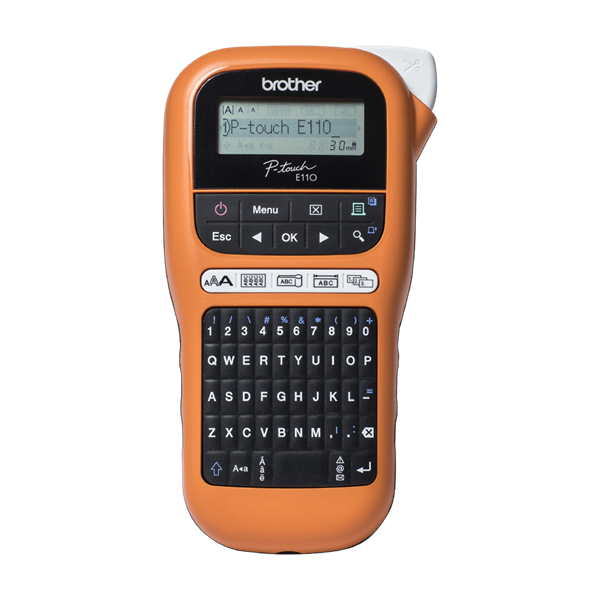 BROTHER_Cimkenyomtato_PT-E110_ipari_kezi_20mmmp_QWERTY_billenytuzet_TZeHGe_szalag_12mm-ig_LCD_kijelzo-i330091.png BROTHER Címkenyomtató PT-E110, ipari (kézi), 20mm/mp, QWERTY billentyűzet, TZe/HGe szalag 12mm-ig, hordtáskával - Image 1