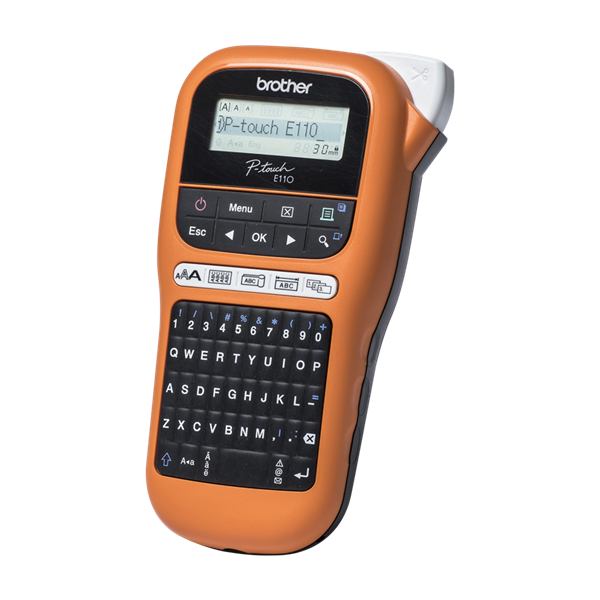BROTHER Címkenyomtató PT-E110, ipari (kézi), 20mm/mp, QWERTY billentyűzet, TZe/HGe szalag 12mm-ig, hordtáskával - Image 3
