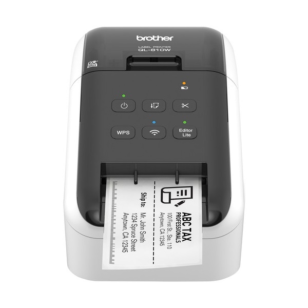 BROTHER Címkenyomtató QL-810WC, asztali, thermál, Fekete/Piros nyomtatás, 148 mm/mp, WiFi/USB, 300dpi, PTE Lite, DK