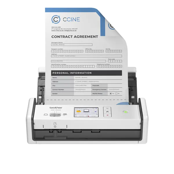 BROTHER Mobile szkenner ADS1800TC1, A4, 30 oldal/perc, USB/USB-C/Wifi  ADF, duplex, 600dpi,