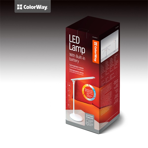 COLORWAY_Asztali_LED_lampa_beepitett_akkumlator_dontheto_3200-4300-6500k_300_lm_feher_CW-DL02B-W-i633753.jpg COLORWAY Asztali LED lámpa beépített akkumlátor,  dönthető, 3200-4300-6500k, 300 lm, fehér (CW-DL02B-W) - Image 1