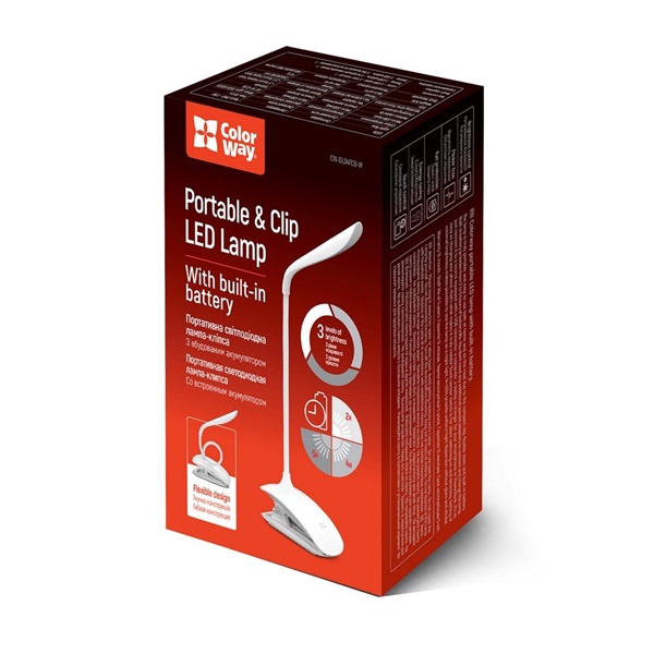 COLORWAY_Asztali_LED_lampa_beepitett_akkumulator_flexibilis_felcsiptetheto_5500-6000k_115_lm_feher_CW-DL04FCB-W-i633603.jpg COLORWAY Asztali LED lámpa beépített akkumulátor, flexibilis, felcsiptethető, 5500-6000k, 115 lm, fehér (CW-DL04FCB-W) - Image 1