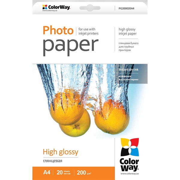 COLORWAY Fotópapír, magasfényű (high glossy), 200 g/m2, A4, 20 lap - Image 1