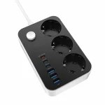 COLORWAY Hálózati elosztó, CW-CHE36PDB, 3 dugalj, 6xUSB (3USB-A + 3TYPE-C) (20W), fekete - Image 2