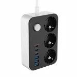 COLORWAY Hálózati elosztó, CW-CHE36PDB, 3 dugalj, 6xUSB (3USB-A + 3TYPE-C) (20W), fekete - Image 4