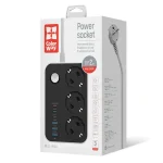 COLORWAY Hálózati elosztó, CW-CHE36PDB, 3 dugalj, 6xUSB (3USB-A + 3TYPE-C) (20W), fekete - Image 5