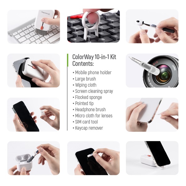 COLORWAY Tisztítószer készlet 10 az 1-ben CW-1111, fejhallgatóhoz/billentyűzethez - Image 12