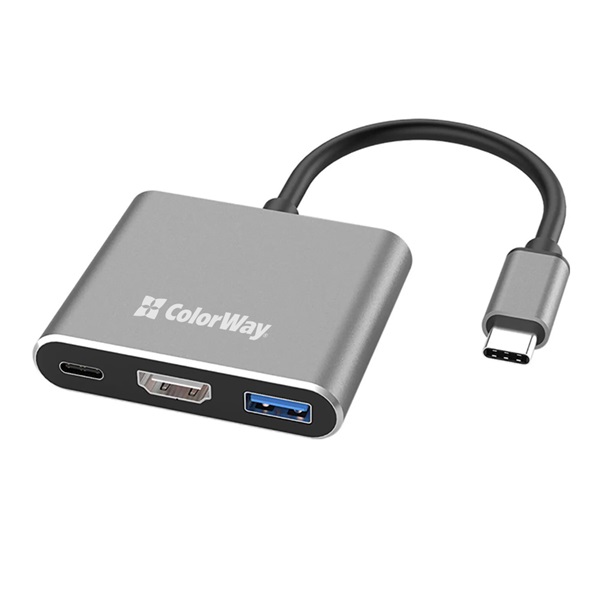 COLORWAY USB hub (dokkolóállomás) ColorWay USB-C 3 az 1-ben Type C PD 100W/USB3.0/HDMI 4K (CW-HUB08) - Image 2