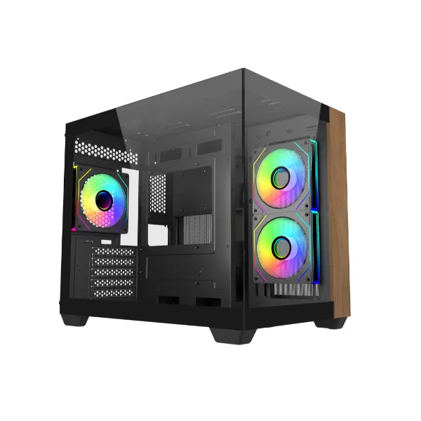 COOLER MASTER Ház ITX/Micro-ATX ELITE 481 Wood,Tápegység nélkül, Fekete