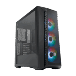 COOLER MASTER Ház Midi ATX MasterBox 520 + 3db Ventilátor + HUB, Tápegység nélkül, Üvegfalú, fekete