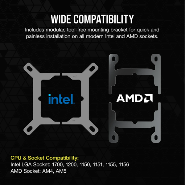 CORSAIR CPU hűtő iCUE LINK H100i RGB AIO (vízhűtés), 2 Ventilátorots, LGA1700 támogatással, fekete - Image 6