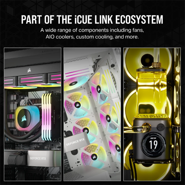 CORSAIR CPU hűtő iCUE LINK H100i RGB AIO (vízhűtés), 2 Ventilátorots, LGA1700 támogatással, fekete - Image 8