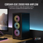 CORSAIR Ház 2000D RGB AIRFLOW Mini-ITX, 3xAF120 RGB SLIM Ventillátorral, SFX Tápegység nélkül, Edzett Üveg, fekete - Image 2
