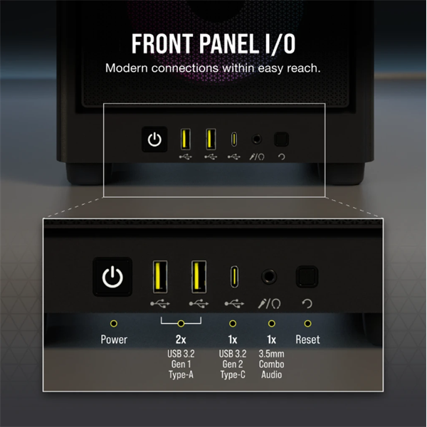 CORSAIR Ház 2000D RGB AIRFLOW Mini-ITX, 3xAF120 RGB SLIM Ventillátorral, SFX Tápegység nélkül, Edzett Üveg, fekete - Image 6