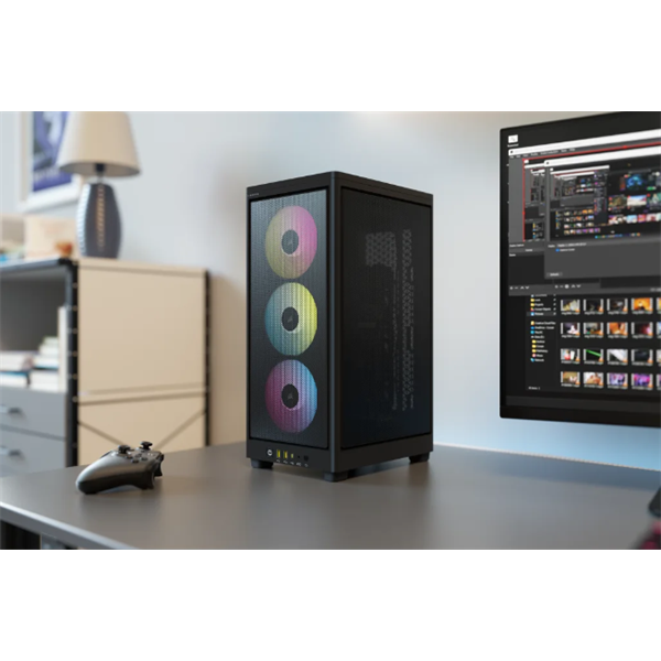 CORSAIR Ház 2000D RGB AIRFLOW Mini-ITX, 3xAF120 RGB SLIM Ventillátorral, SFX Tápegység nélkül, Edzett Üveg, fekete - Image 9