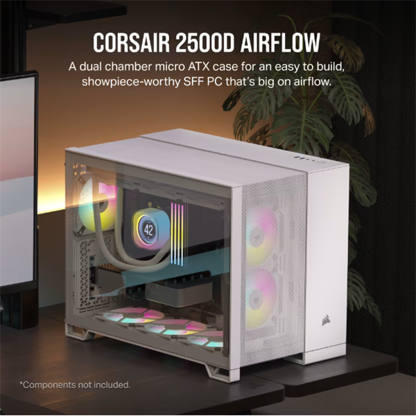 CORSAIR Ház 2500D AIRFLOW, Tápegység nélkül, Edzett Üveg, fehér - Image 2