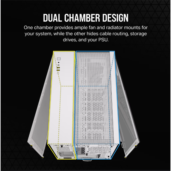 CORSAIR Ház 2500D AIRFLOW, Tápegység nélkül, Edzett Üveg, fehér - Image 3