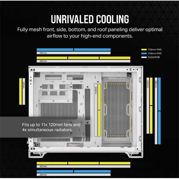 CORSAIR Ház 2500D AIRFLOW, Tápegység nélkül, Edzett Üveg, fehér - Image 5