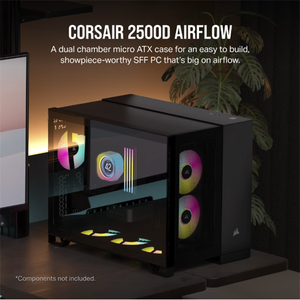 CORSAIR Ház 2500D AIRFLOW, Tápegység nélkül, Edzett Üveg, fekete - Image 2