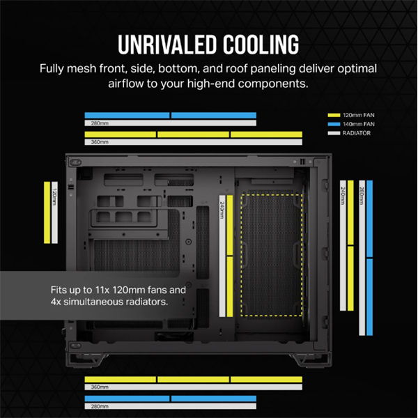 CORSAIR Ház 2500D AIRFLOW, Tápegység nélkül, Edzett Üveg, fekete - Image 5