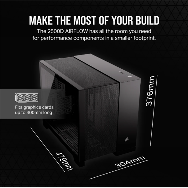 CORSAIR Ház 2500D AIRFLOW, Tápegység nélkül, Edzett Üveg, fekete - Image 6