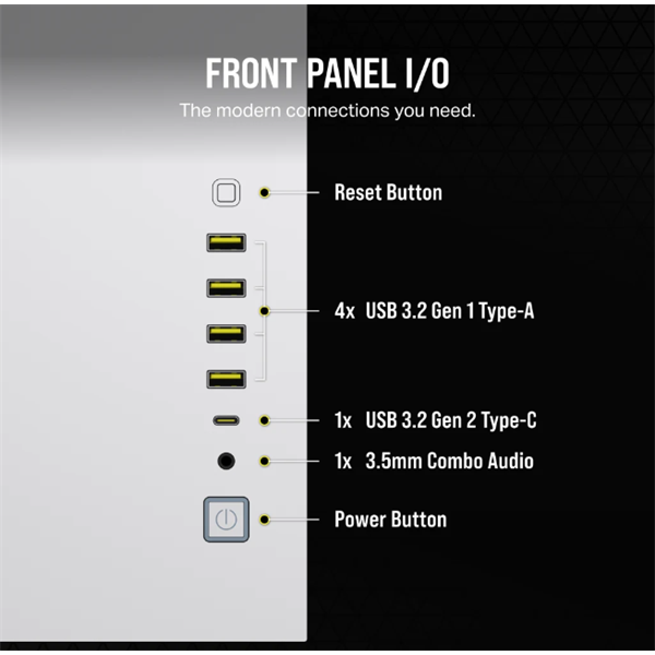 CORSAIR Ház 6500D AIRFLOW Dual Chamber, Tápegység nélkül, Edzett Üveg, fehér - Image 10