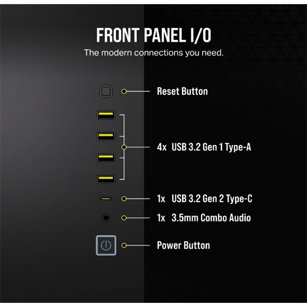 CORSAIR Ház 6500D AIRFLOW Dual Chamber, Tápegység nélkül, Edzett Üveg, fekete - Image 6