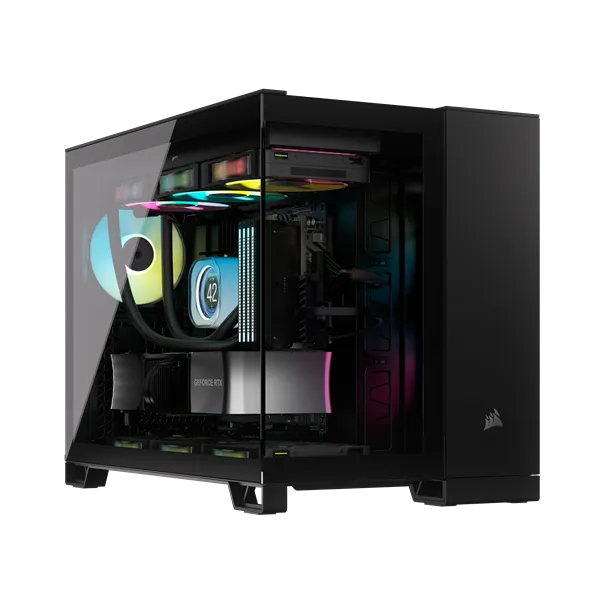 CORSAIR Ház Micro-ATX iCUE LINK 2500X RGB, Tápegység nélkül, Edzett Üveg, fekete