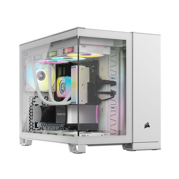 CORSAIR Ház iCUE LINK 2500X RGB Dual Chamber, 2xRX120 RGB Ventilátor, Tápegység nélkül, Edzett Üveg, fehér - Image 1