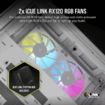 CORSAIR Ház iCUE LINK 2500X RGB Dual Chamber, 2xRX120 RGB Ventilátor, Tápegység nélkül, Edzett Üveg, fehér - Image 4
