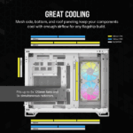 CORSAIR Ház iCUE LINK 2500X RGB Dual Chamber, 2xRX120 RGB Ventilátor, Tápegység nélkül, Edzett Üveg, fehér - Image 6