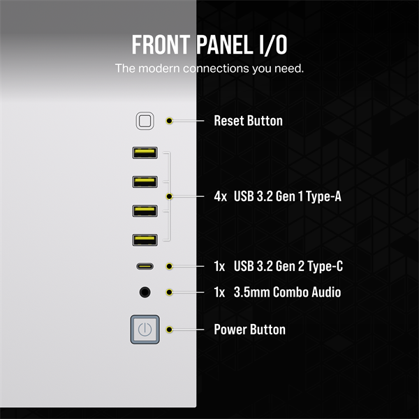 CORSAIR Ház iCUE LINK 6500X RGB, 3x iCUE LINK RX120 RGB Ventilátor, Tápegység nélkül, Edzett Üveg, fehér - Image 10