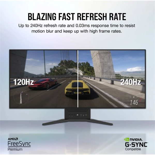 CORSAIR Monitor Gaming 45" XENEON FLEX 45WQHD240, 240Hz, OLED 3440x1440, HDR10, 2xHDMI2.1/1xDisplayport1.4 - Image 4