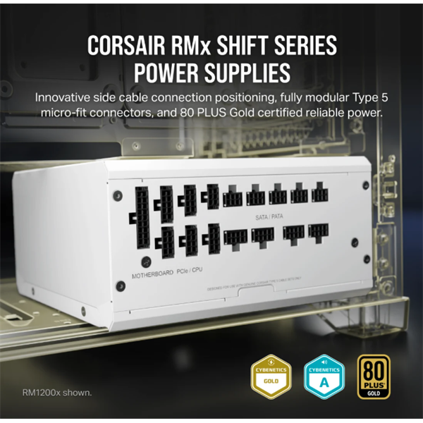 CORSAIR Tápegység Moduláris, RM1000x Shift White, 1000W, 14cm, 80+ Gold - Image 5
