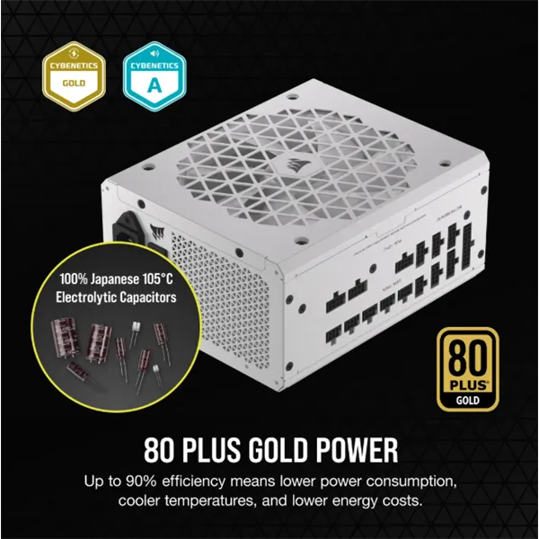 CORSAIR Tápegység Moduláris, RM1000x Shift White, 1000W, 14cm, 80+ Gold - Image 4