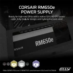 CORSAIR Tápegység Moduláris, RM650e, 650W, 12cm, ATX 3.1, PCIe 5.1, BOX, Cybenetics Gold - Image 2