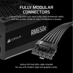 CORSAIR Tápegység Moduláris, RM650e, 650W, 12cm, ATX 3.1, PCIe 5.1, BOX, Cybenetics Gold - Image 3