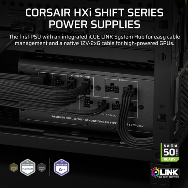 Corsair iCUE LINK HXi SHIFT Series, iCUE LINK HX1200i SHIFT, 1200 Watt, Cybeneti - Image 2