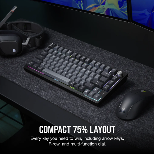 CORSAIR Vezeték Nélküli Billentyűzet Gaming, K65 PLUS 75%, Mechanikus, MLX Red switch, US, fekete - Image 2
