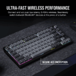 CORSAIR Vezeték Nélküli Billentyűzet Gaming, K65 PLUS 75%, Mechanikus, MLX Red switch, US, fekete - Image 4