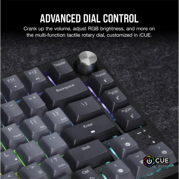 CORSAIR Vezeték Nélküli Billentyűzet Gaming, K65 PLUS 75%, Mechanikus, MLX Red switch, US, fekete - Image 5