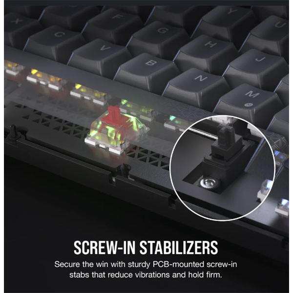 CORSAIR Vezeték Nélküli Billentyűzet Gaming, K65 PLUS 75%, Mechanikus, MLX Red switch, US, fekete - Image 9