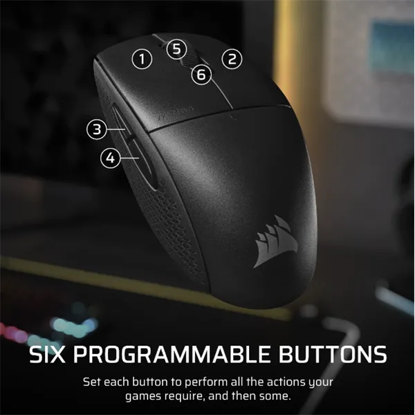 CORSAIR Vezeték Nélküli Egér Gaming, M55 Lightwight, 6 programozható gomb, Ultra-könnyű, 16000dpi, fekete - Image 7