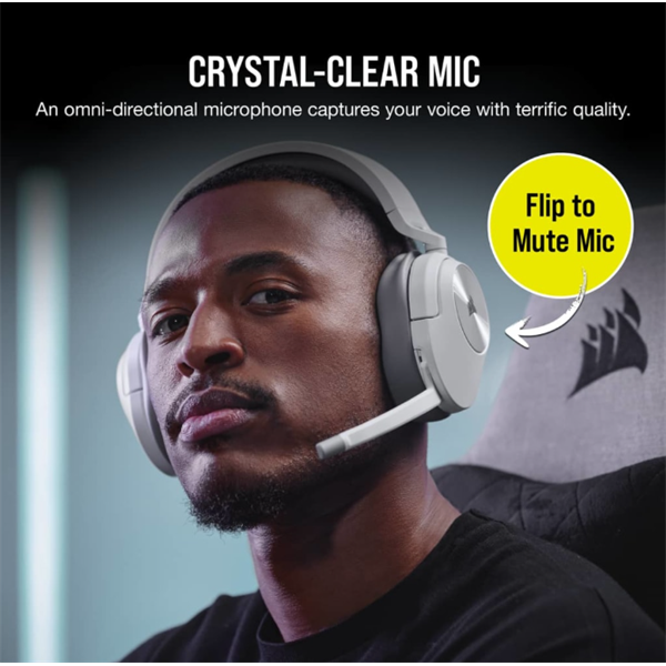 CORSAIR Vezeték Nélküli Headset, HS55 WIRELESS Gaming, 7.1 Hangzás, fehér - Image 5