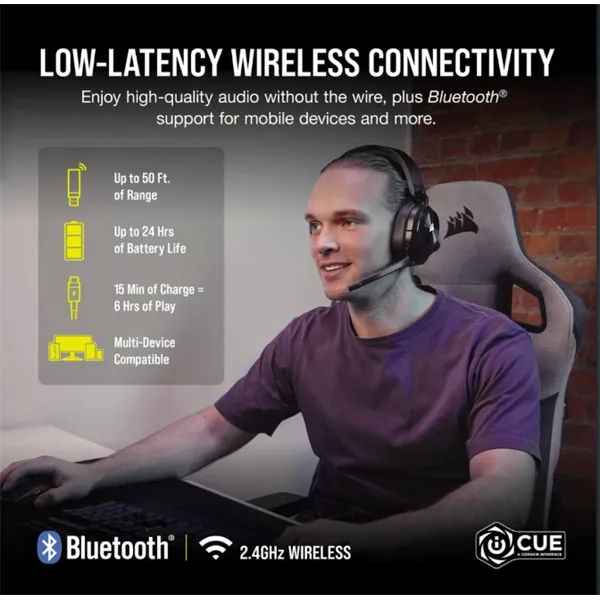 Corsair HS55 vezeték nélküli fekete gamer headset - Image 2