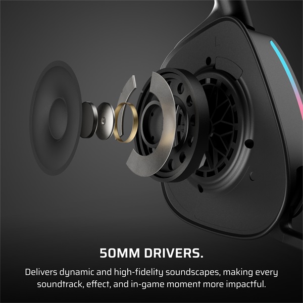 CORSAIR Vezeték Nélküli Headset, VOID v2 Wireless Gaming Headset, Dolby Atmos, carbon - Image 3