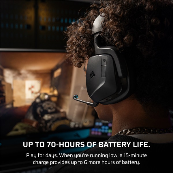CORSAIR Vezeték Nélküli Headset, VOID v2 Wireless Gaming Headset, Dolby Atmos, carbon - Image 4